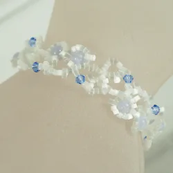 Bracelet S Silver 925 - Arabesque Chalcedony-Satin white - Bracelet S Silver 925 - Argent 925